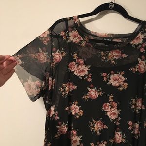 Sheer and Floral Torrid Size 1 Dress